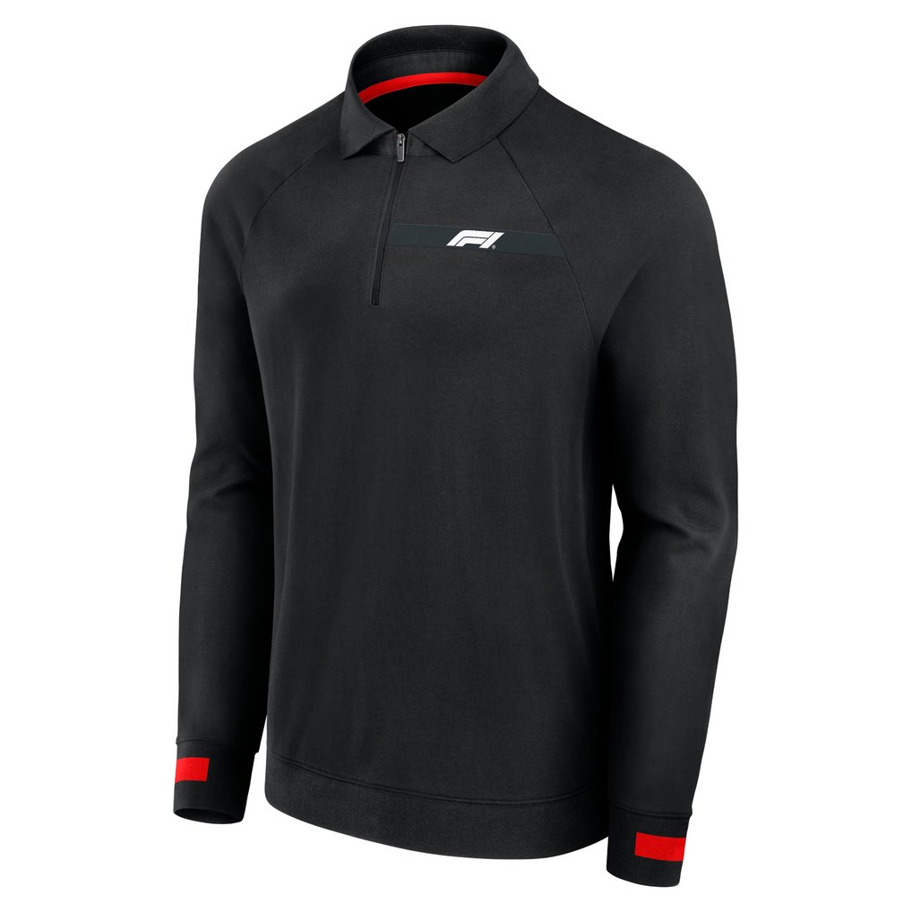  Formula 1 Iconic Raglan Long Sleeve Quarter-Zip Polo - Black